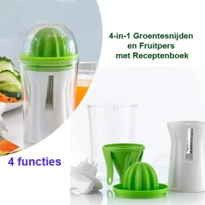 4-in-1 Groentesnijden en Fruitpers met Receptenboek