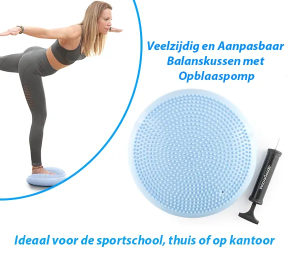 Veelzijdig en Aanpasbaar Balanskussen met Opblaaspomp - Afbeelding 2