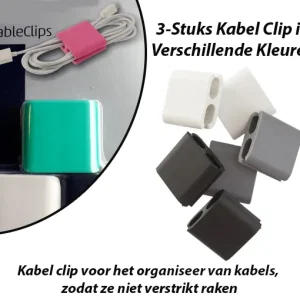 3-Stuks Kabel Clip in Verschillende Kleuren