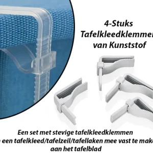4-Stuks Tafelkleedklemmen van Kunststof in Bruin Kleur