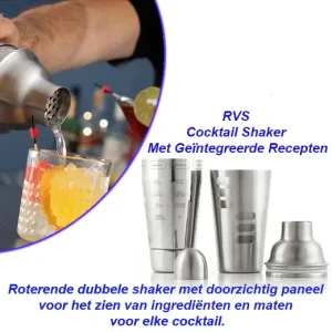 RVS Cocktail Shaker Met Geïntegreerde Recepten