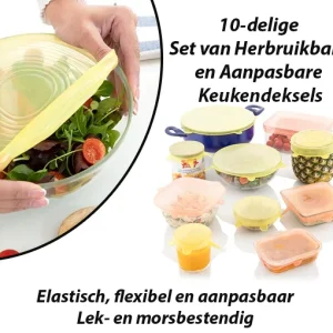 10-Delige Set van Herbruikbare en Aanpasbare Keukendeksels