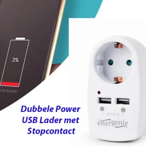 Dubbele Power USB Lader met Stopcontact