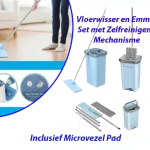 Vloerwisser en Emmer Set met Zelfreinigend Mechanisme