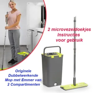 Originele Dubbelwerkende Mop met Emmer van 2 Compartimenten