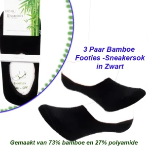 3 Paar Bamboe Footies -Sneakersokken in Zwart