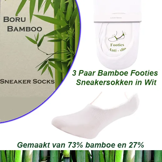 3 Paar Bamboe Footies -Sneakersokken in Wit - Afbeelding 4