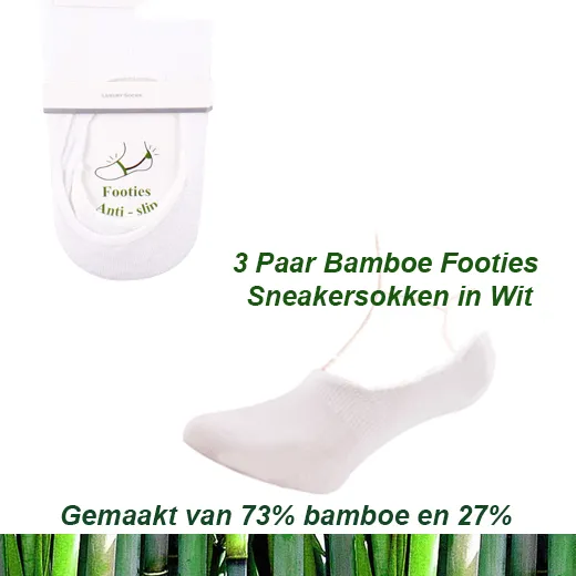 3 Paar Bamboe Footies -Sneakersokken in Wit - Afbeelding 5