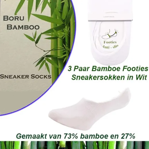 3 Paar Bamboe Footies -Sneakersokken in Wit