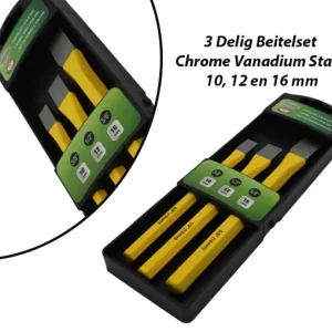 3 Delig Beitelset Chrome Vanadium Staal 10, 12 en 16 mm