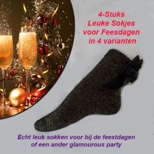 4-pack leuke sokjes voor feesdagen in 4 varianten