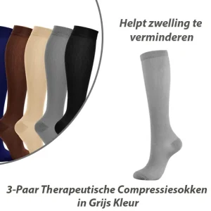 3-Paar Therapeutische Compressiesokken in Grijs Kleur