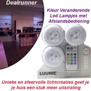 3 X Kleurveranderende Led Spots met afstandsbediening en touch