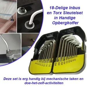 18-Delige Inbus en Torx Sleutelset in Handige Opbergkoffer