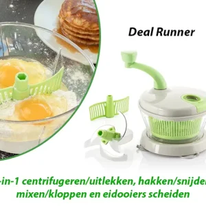 4-in-1 Handmatige Saladecentrifuge met Accessoires en Recepten
