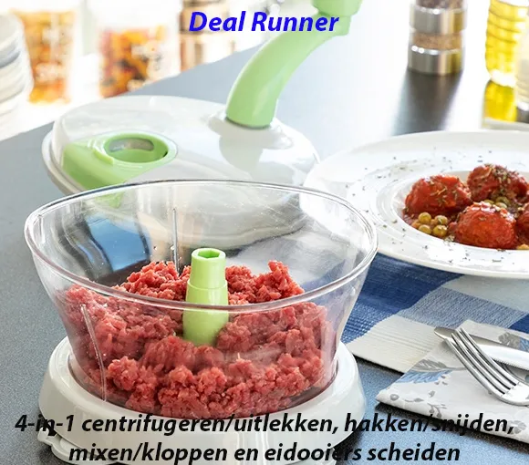 4-in-1 Handmatige Saladecentrifuge met Accessoires en Recepten - Afbeelding 4