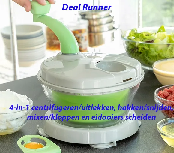 4-in-1 Handmatige Saladecentrifuge met Accessoires en Recepten - Afbeelding 5