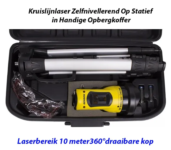 Kruislijnlaser Zelfnivellerend Op Statief in Handige Opbergkoffer - Afbeelding 3
