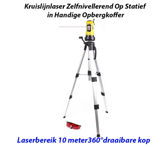 Kruislijnlaser Zelfnivellerend Op Statief in Handige Opbergkoffer - Afbeelding 4