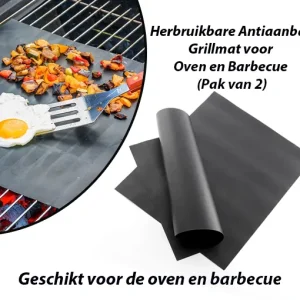 Herbruikbare Antiaanbak Grillmat voor Oven en Barbecue (Pak van 2)