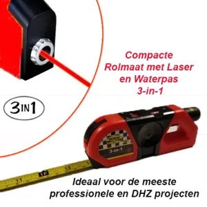 Compacte Rolmaat met Laser en Waterpas