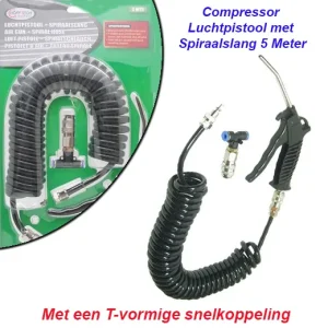 Compressor Luchtpistool met Spiraalslang 5 Meter
