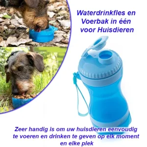 Waterdrinkfles en Voerbak in één voor Huisdieren