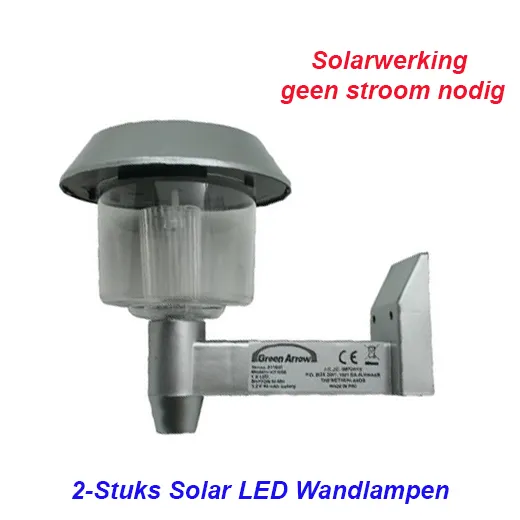 2-Stuks Solar LED Wandlampen in Zilver - Afbeelding 3