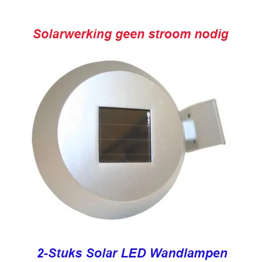 2-Stuks Solar LED Wandlampen in Zilver - Afbeelding 5