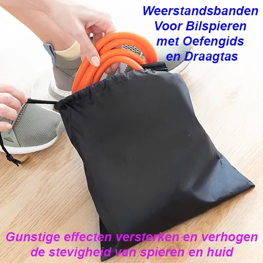 Weerstandsbanden Voor Bilspieren met Oefengids en Draagtas - Afbeelding 3