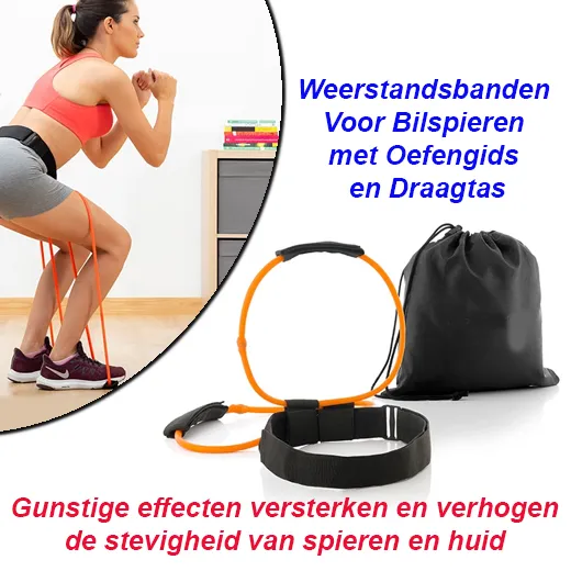 Weerstandsbanden Voor Bilspieren met Oefengids en Draagtas - Afbeelding 2