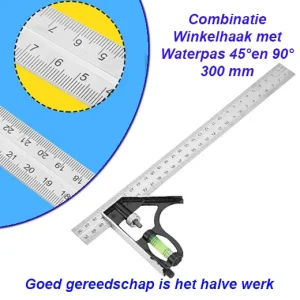 Combinatie Winkelhaak met Waterpas 300 mm