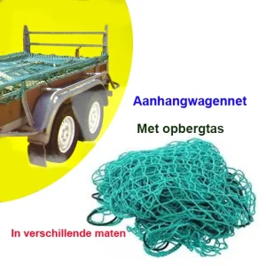 Aanhangwagennet in verschillende maten met opbergtas
