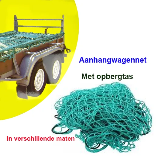 Aanhangwagennet in verschillende maten met opbergtas - Afbeelding 2
