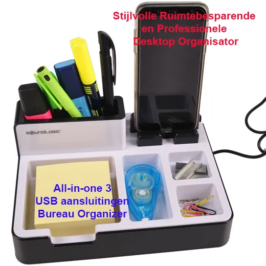 All-in-one 3-USB aansluitingen Bureau Organizer - Afbeelding 4