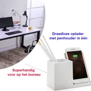 Draadloze oplader met penhouder in één