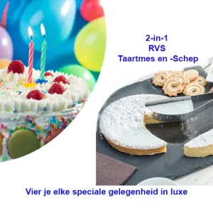 2-in-1 RVS Taartmes en -Schep