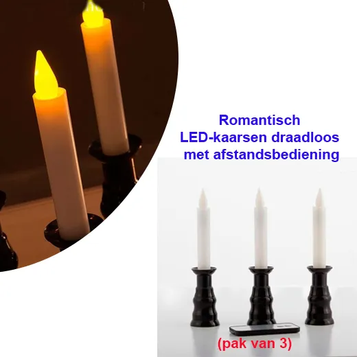 Romantisch Led-kaarsen draadloos met afstandsbediening (pak van 3)