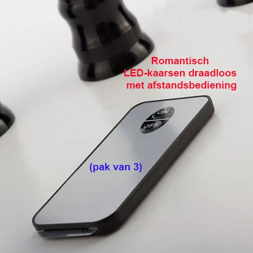 Romantisch Led-kaarsen draadloos met afstandsbediening (pak van 3) - Afbeelding 3