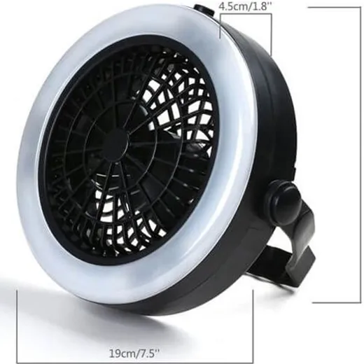 Draagbare ventilator met led verlichting in één - Afbeelding 3