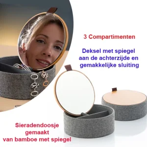 Sieradendoosje gemaakt van bamboe met spiegel