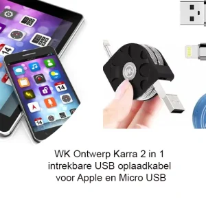 WK Ontwerp Karra 2 in 1 intrekbare USB oplaadkabel voor Apple en Micro USB
