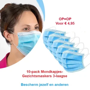 10-pack Mondkapjes 3-laagse voor € 4,95 (OP=OP)