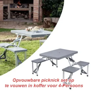 Opvouwbare picknick set op te vouwen in koffer voor 4-Persoons