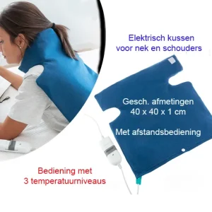 Elektrisch kussen voor nek en schouders – bediening met 3 temperatuurniveaus
