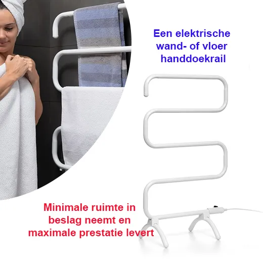 Elektrische Wand of Vloer Handdoekrail S-dry 100W (5 Stangen)