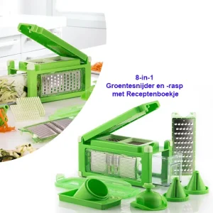 8-in-1 Groentesnijder en -rasp met Receptenboekje