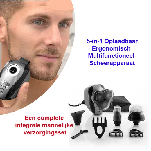5-in-1 Oplaadbaar Ergonomisch Multifunctioneel Scheerapparaat