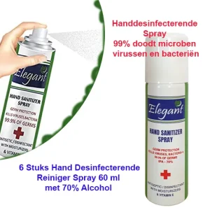 6 stuks Hand Desinfectie Spray 60 ml met 70% Alcohol