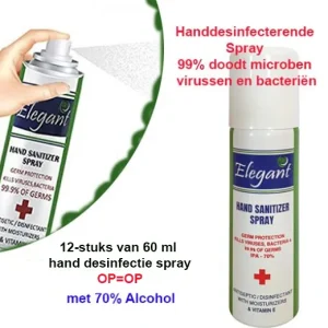 12-stuks Hand Desinfectie Spray 60 ml OP=OP